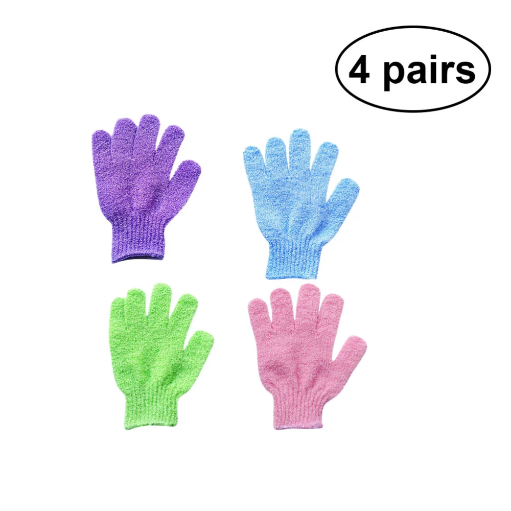 4 Pairs Shower Exfoliating Bath Gloves Scrubbing Gloves Shower Gloves Body Scrub Exfoliator Dead Skin Remover