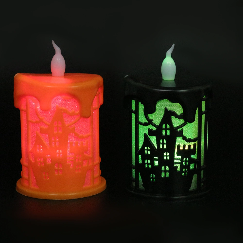 2Pcs Halloween LED Lamps Candle Shaped Lights Festival Decorative Night Lamps