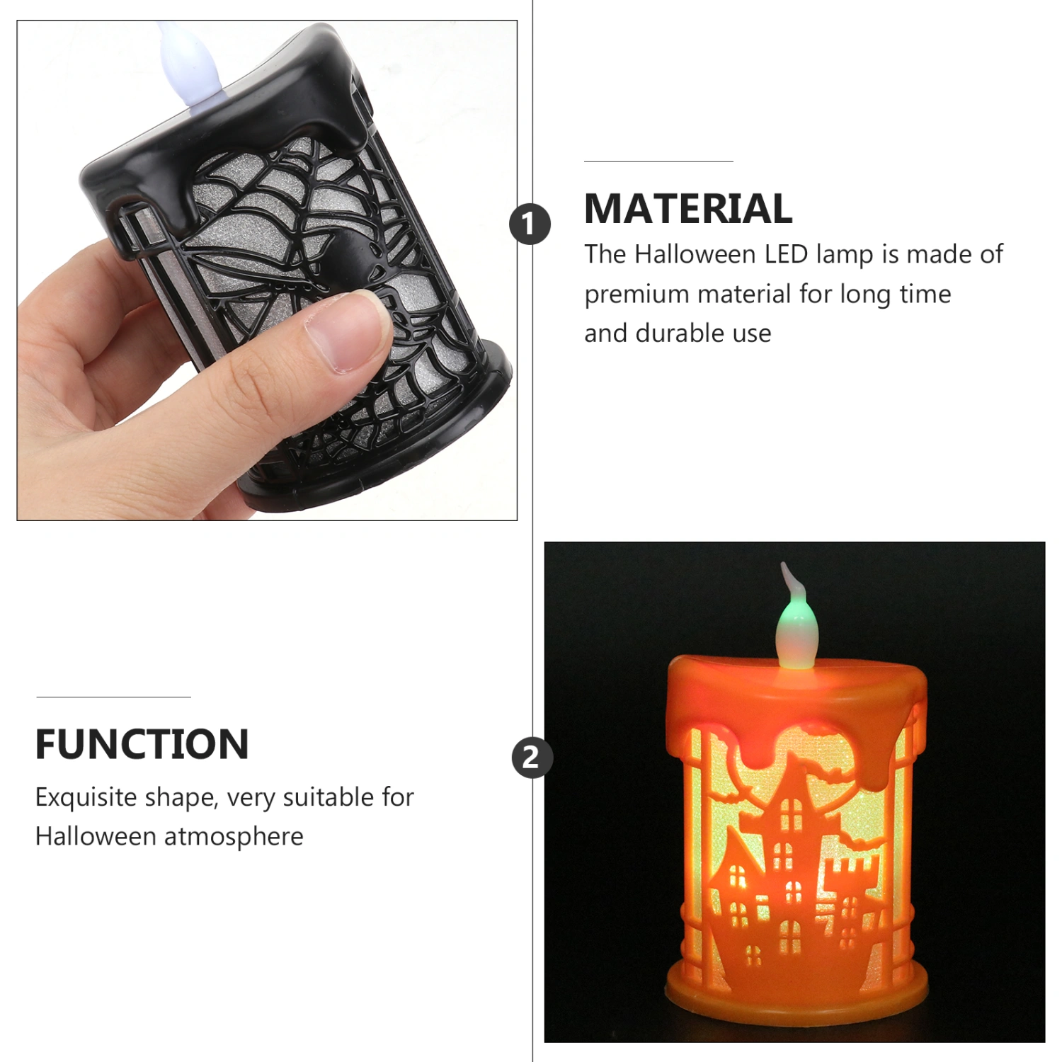 2Pcs Halloween LED Lamps Candle Shaped Lights Festival Decorative Night Lamps
