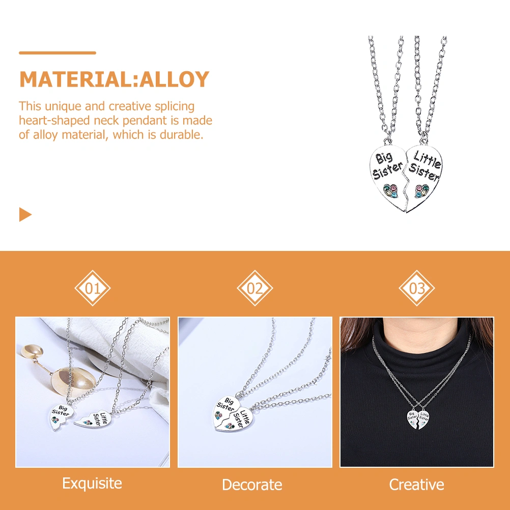1 Set Friendship Necklace Heart Stitching Necklace Matching Necklace Graduation Gift