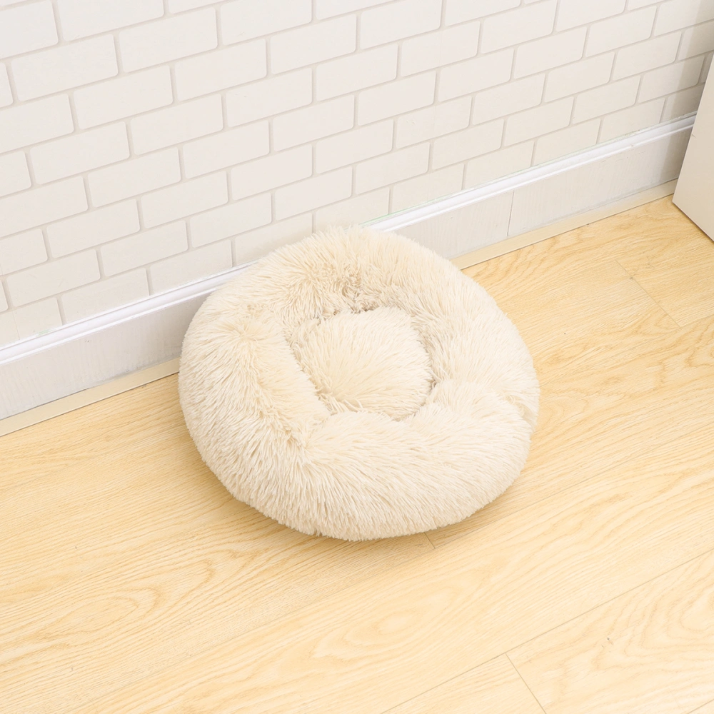 60cm Outer Diameter Winter Autumn Warm Pet Pad Premium Indoor Pet Cushion Pet Supplies for Cat Dog (Beige)