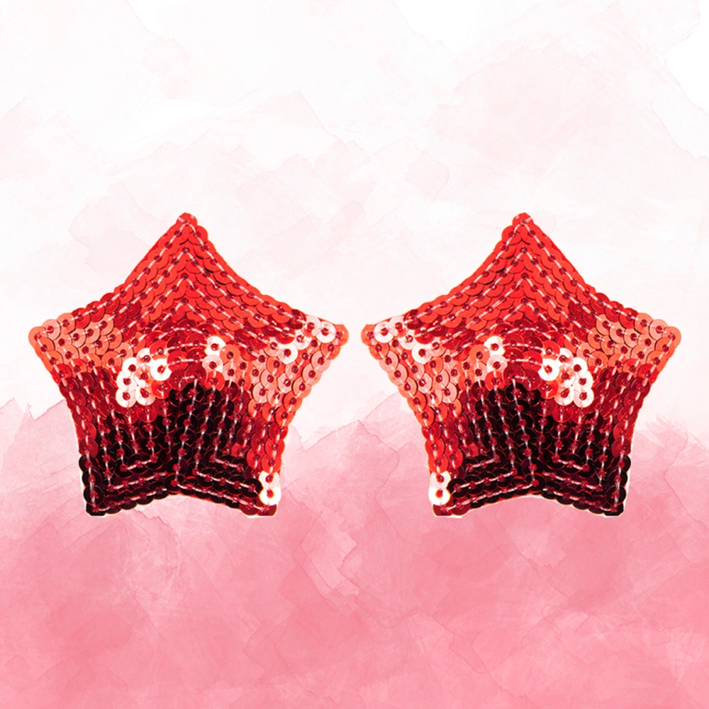 2pcs Womens Sexy Star Shape Covers Disposable Pasties Breast Petal Pasty Pasties (Red)