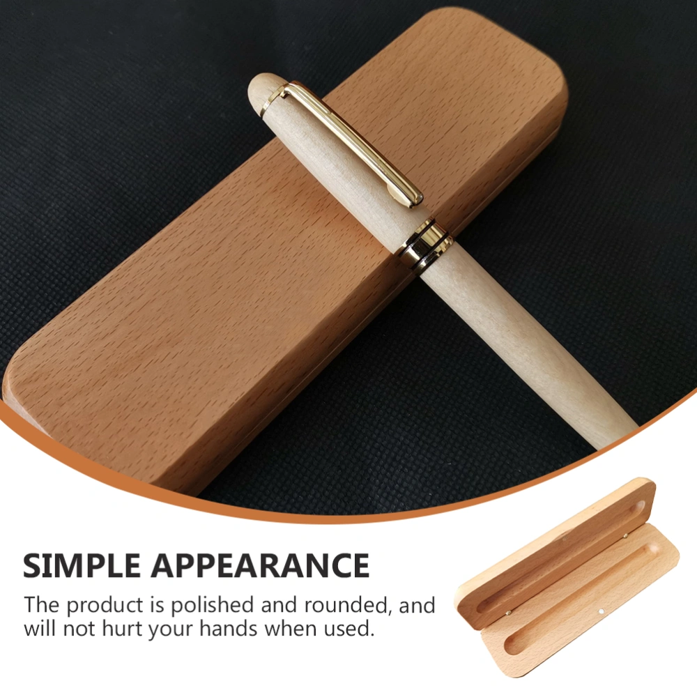 1Pc Wooden Stationery Pen Box Elegant Single Pen Case Office Pen Box Gift