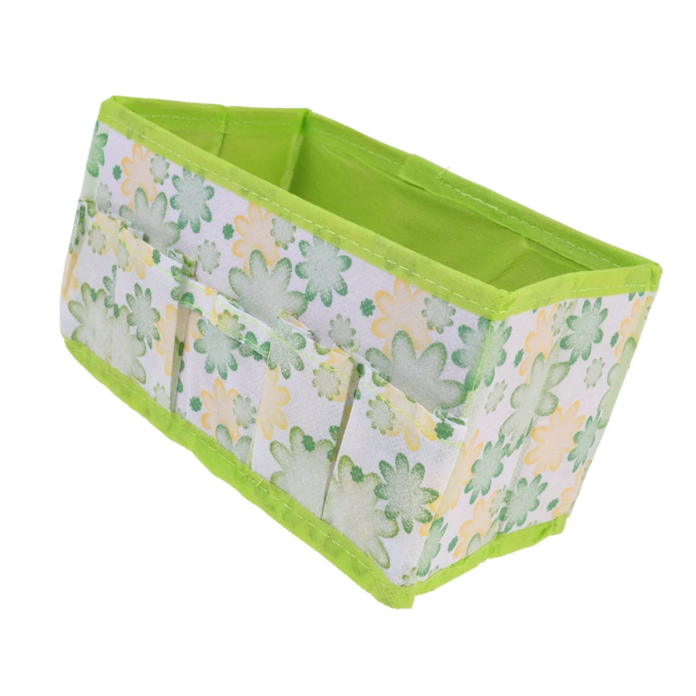 Multifunction Foldable Makeup Cosmetics Storage Box Flower Pattern Jewelry Case Container Sundries Organizer (Green)