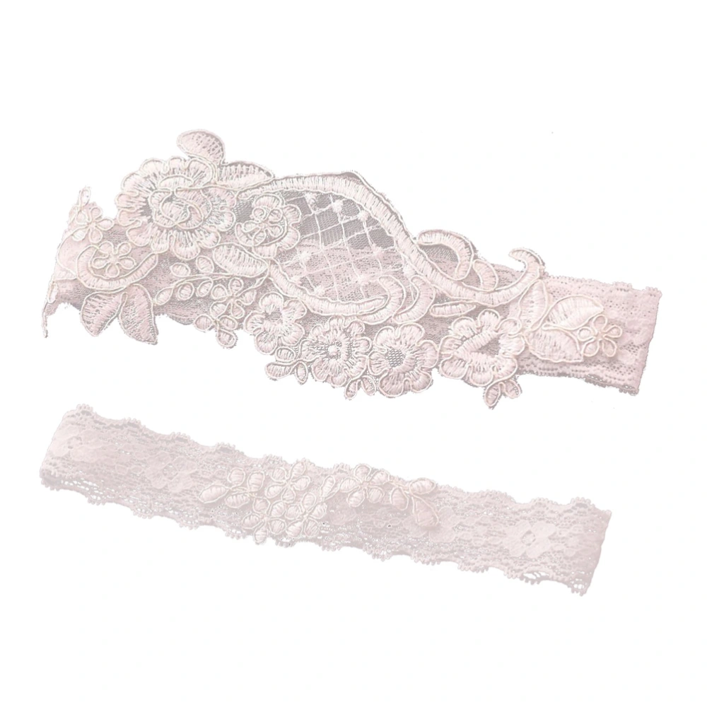 1 Pair Elastic Bridal Lace Garter Creative Flower Pattern Thigh Ring Sexy Floral Leg Band Ornaments Accessary for Wedding Anniversary Party