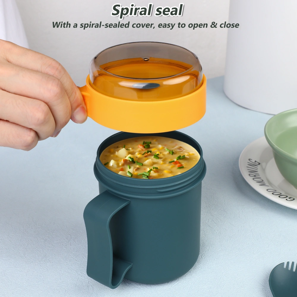 Microwave Soup Mug with Lid and Scoop Portable Breakfast Cup Container for Oatmeal Hot Soup Porridge Milk