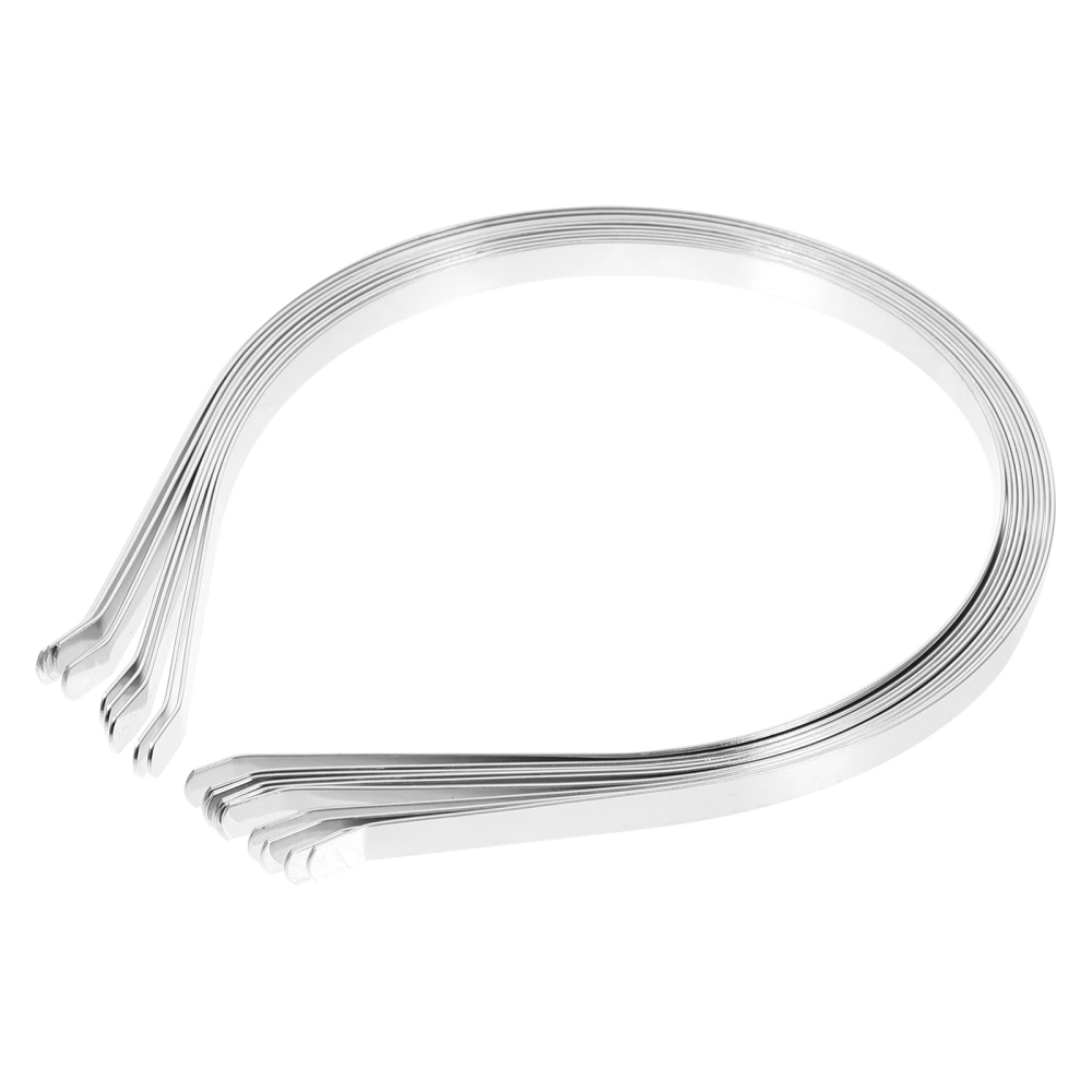 10pcs 7mm Stainless Steel Women's Girls Hair Clasp Band Headband Headdress (Silver)