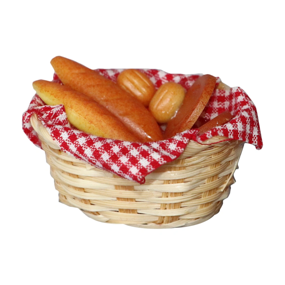 1pc 1/12 Mini Bread Bamboo Basket Model Ornament Adornment Mini House Crafts