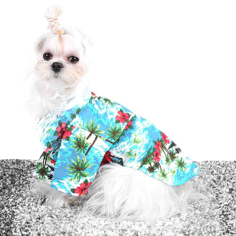 1PC Stylish Dog Suit Pet Puppy Summer Clothes Hawaii Style Printing Vest Shirts Size XS (Blue)