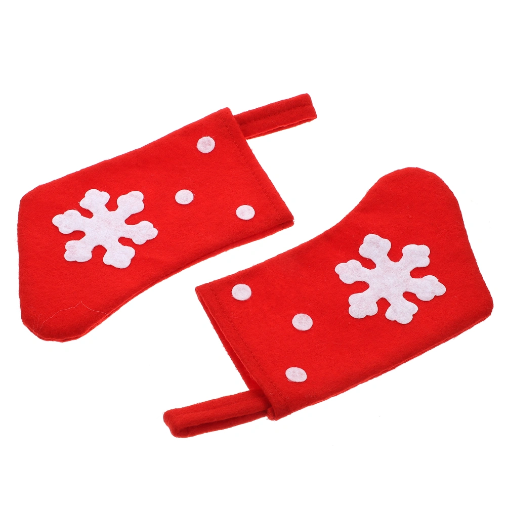 12Pcs Xmas Socks Shape Gift Bags Tableware Covers Adorable Candy Bags (Red)