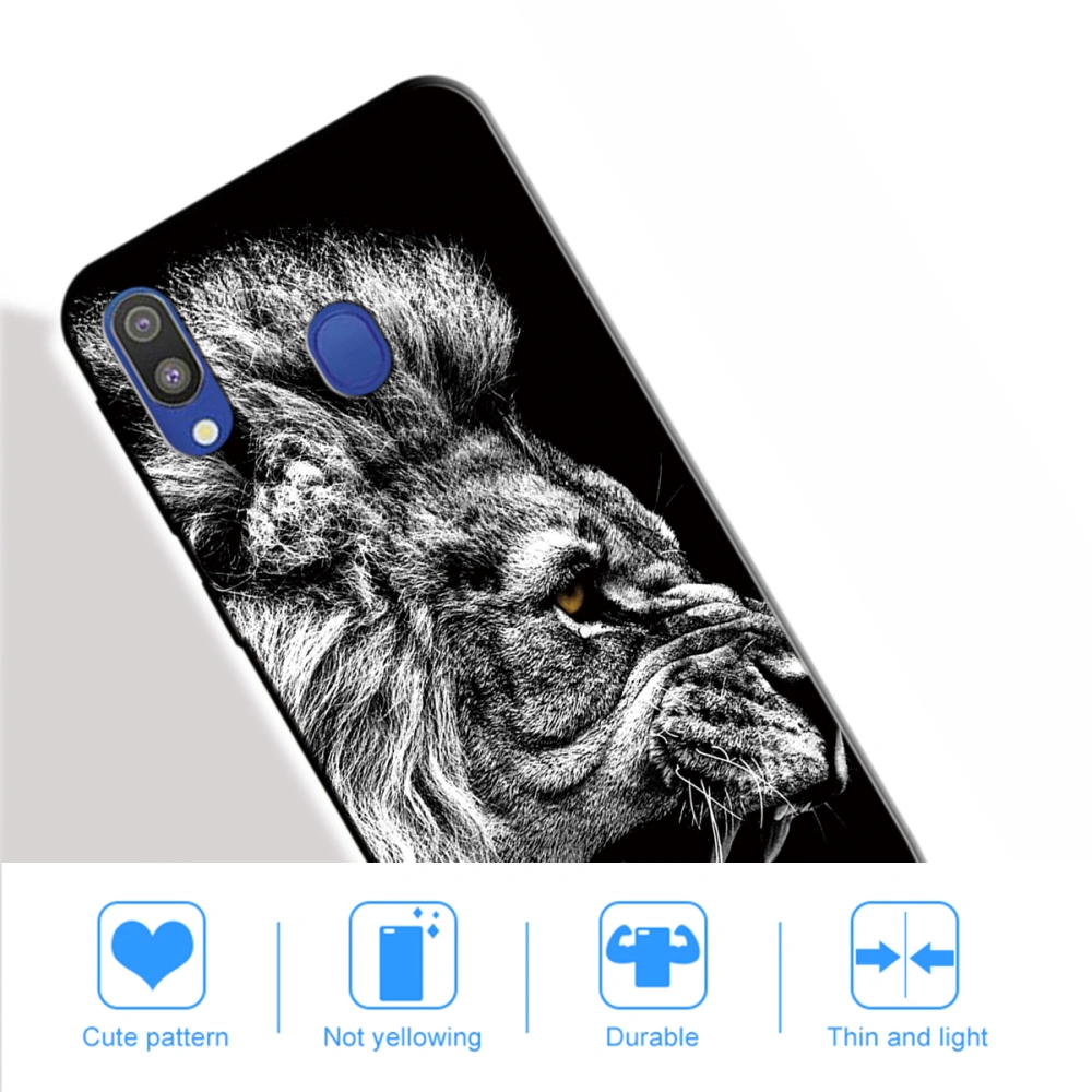 Exquisite Varnish Phone Cover Scratch-resistant Phone Case Shatter-resistant TPU Full-cover Protective Shell Compatible for Galaxy A20 (African Lion)