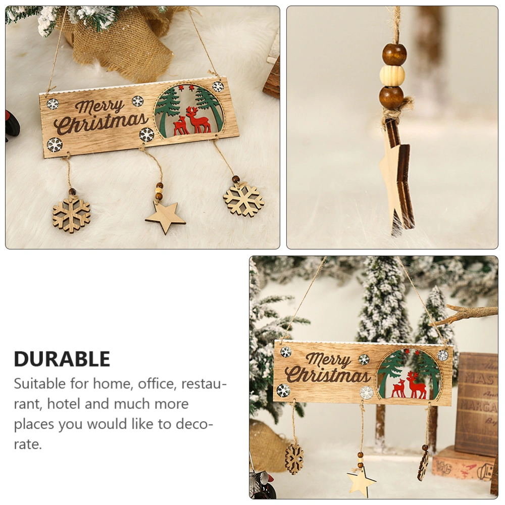 1pc Christmas Elements Design Wood Door Hanging Sign Merry Christmas Decoration