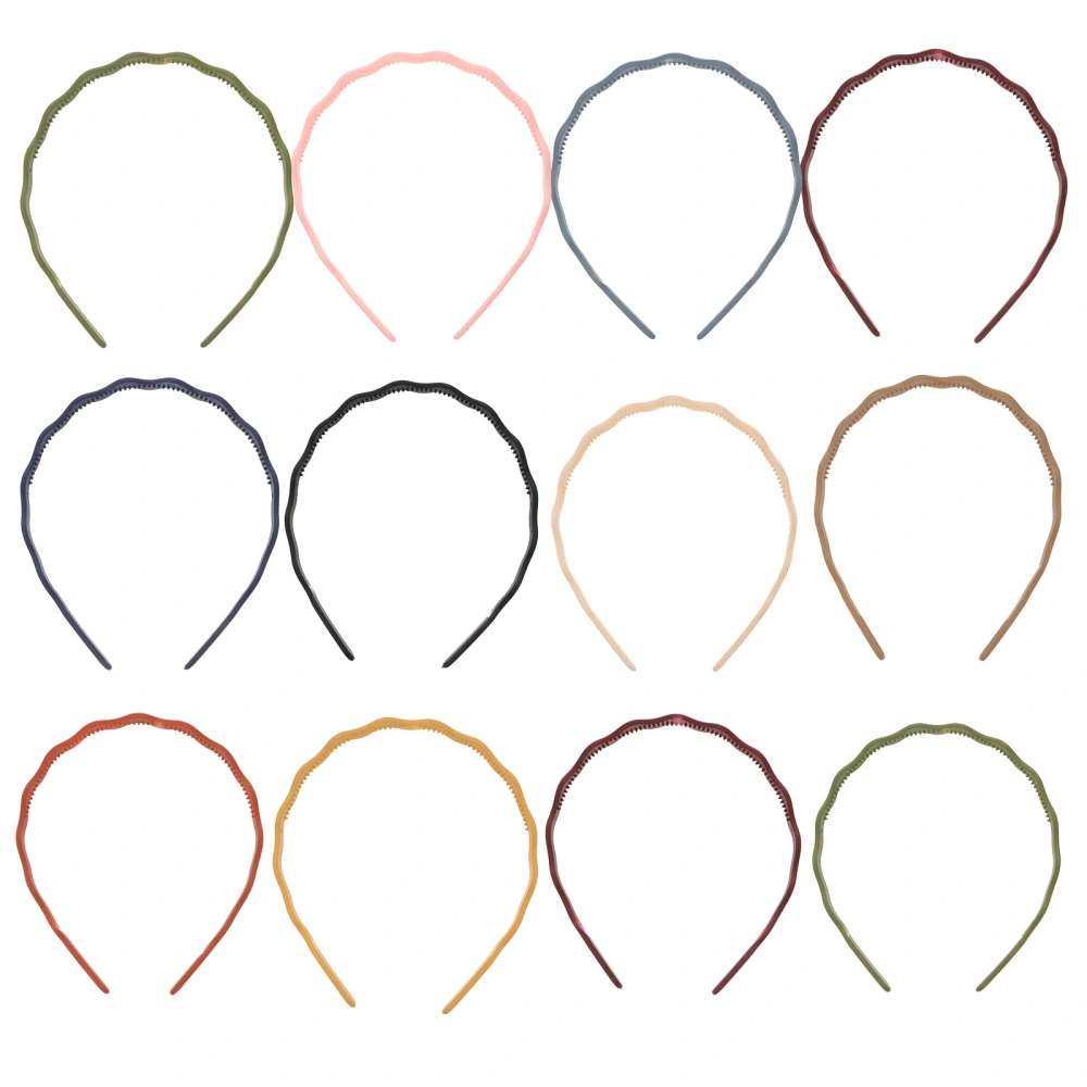 12Pcs Fashion Plastic Wavy Headbands Hairband with Teeth for Women Girls Teens