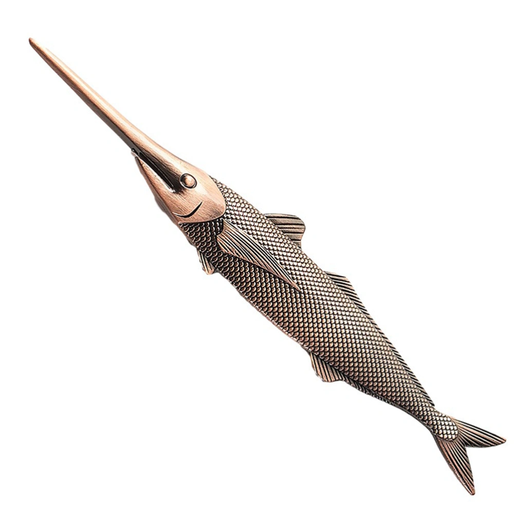 1pc Antique Copper Fish Shaped Design Alloy Pu'er Tea Knives Needle Ice Pick Tea Cake Pick Tool for Home Tea House (Random Color)