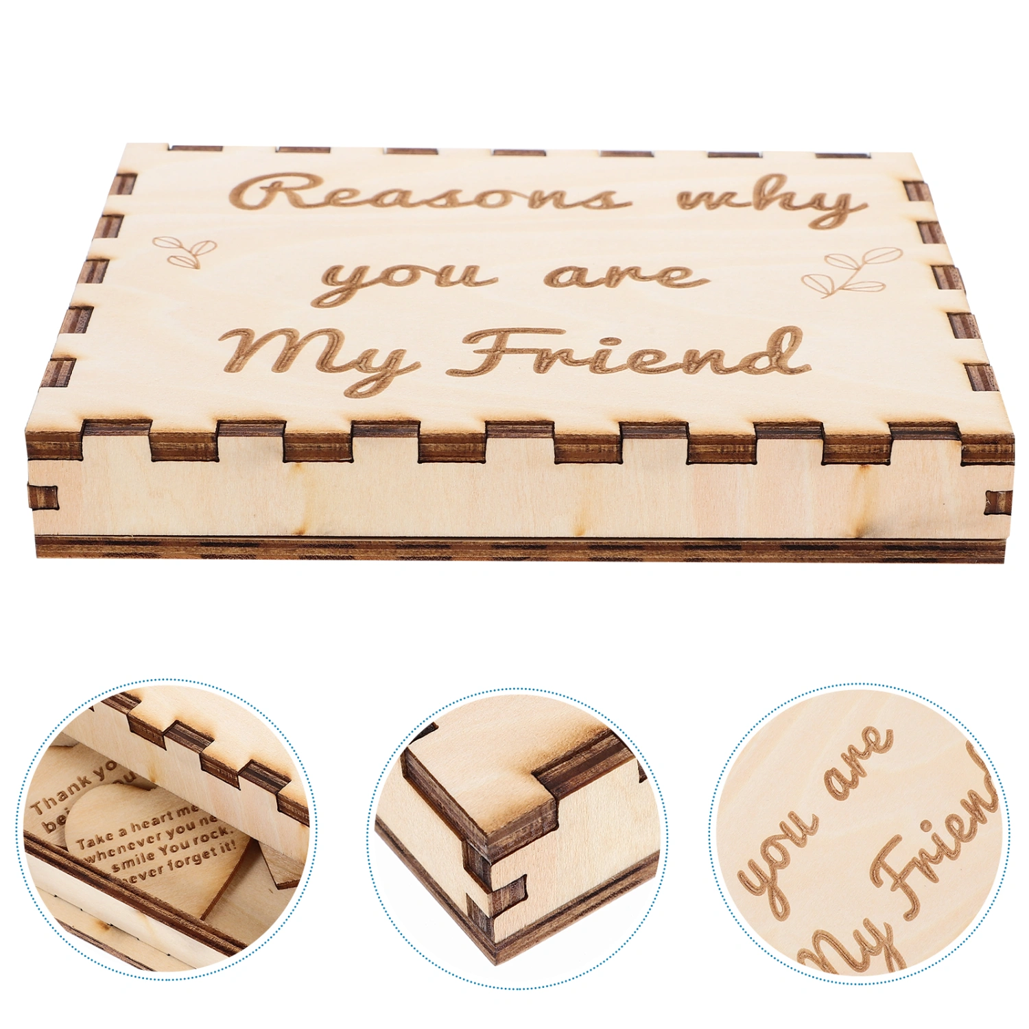 1 Set Decorative Wood Box Friendship Gift Box Friendship Appreciation Gift Box with Heart Slices