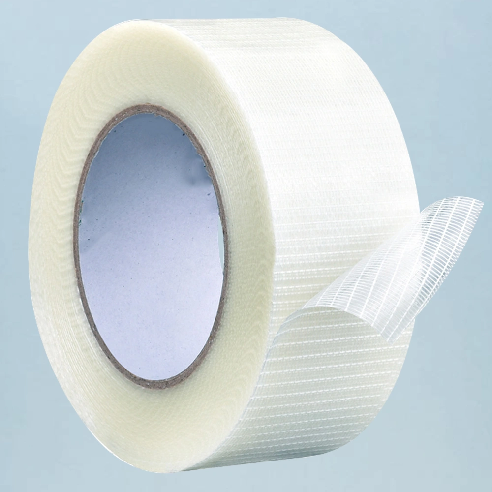 1PC Grid Fiber Tape Strong Mesh Adhesive Tape Single Side Tape Packaging Tape for Bundling Fixing (2500x5cm)