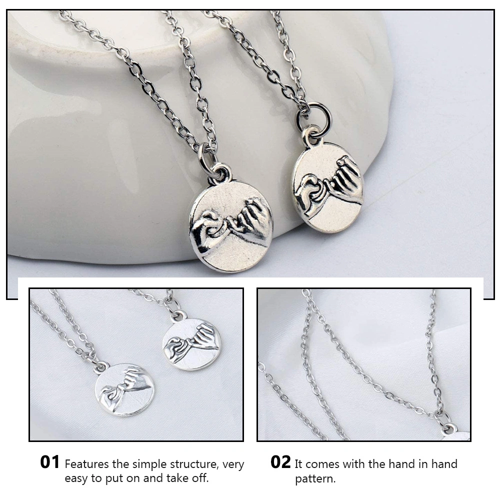 2pcs Friend Necklaces Hand in Hand Necklaces Friendship Pendant Necklaces