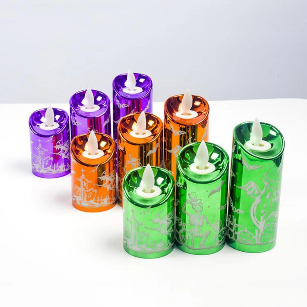 Halloween Small Size Flickering Candles LED Decorative Candle Light for Home Party Bar Haunted House (Green Witch)
