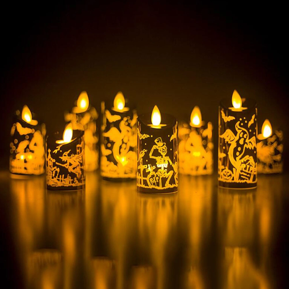 Halloween Small Size Flickering Candles LED Decorative Candle Light for Home Party Bar Haunted House (Green Witch)