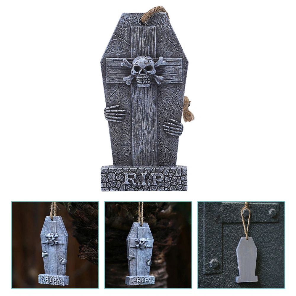 Tombstone Design Pendant Halloween Scene Decoration Resin Hanging Decor