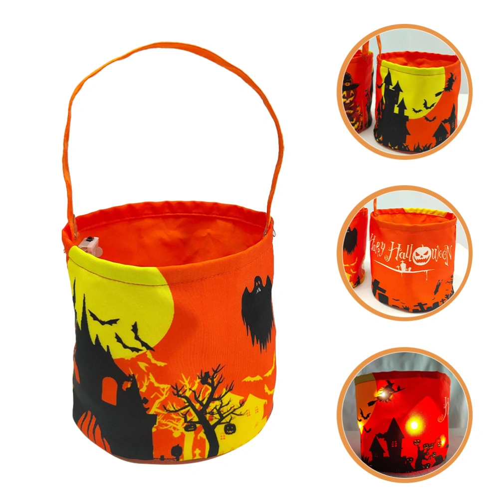 Halloween Bucket Candy Treat Container Lighted Portable Treat Bucket Jar