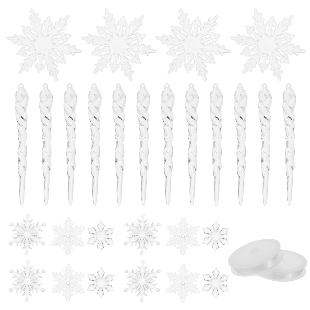 36Pcs Snowflake Pendants Hanging Christmas Tree Snowflake Decorations (Assorted Color)