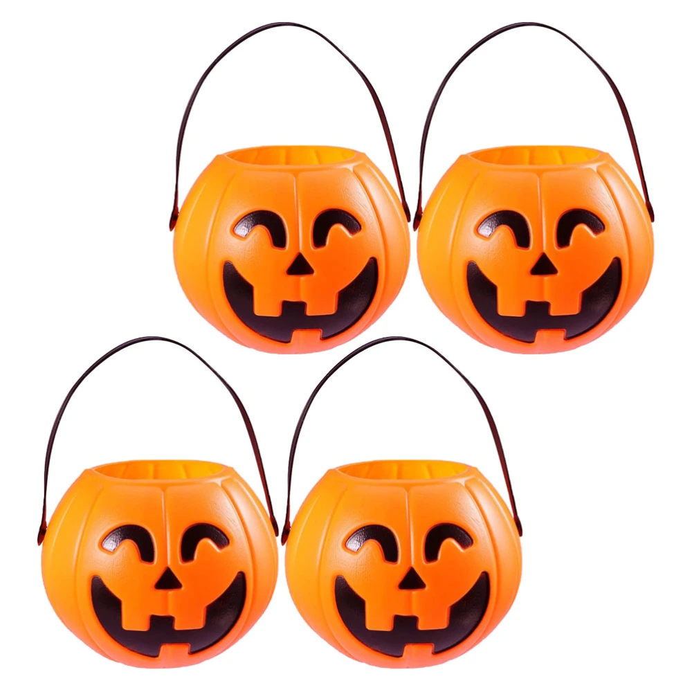 4pcs Halloween Evil Pumpkin Buckets Funny Portable Candy Container for Kids