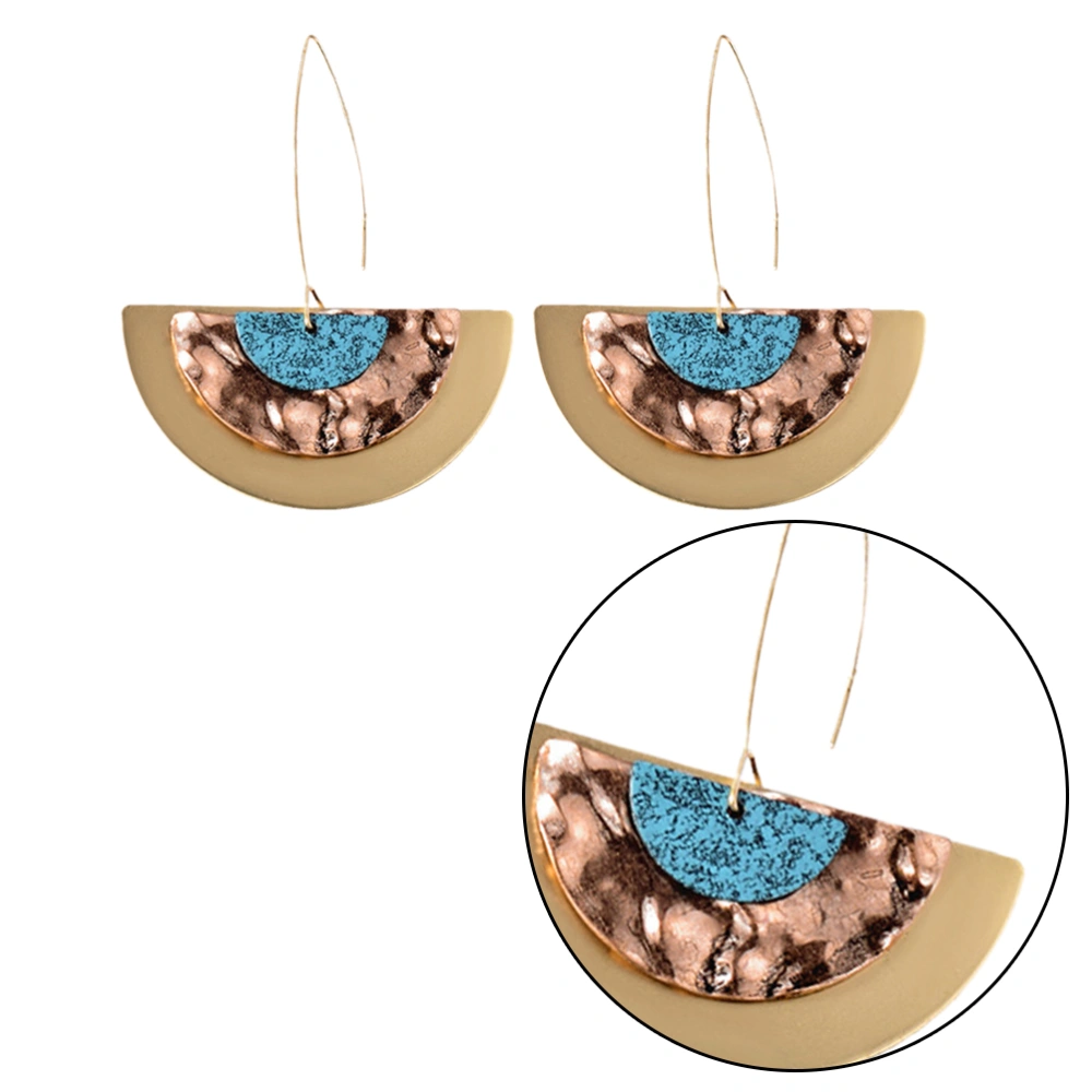 Copper Earrings Handmade Beautiful Semicircle Decorative Eardrop Polishing Earrings for Woman