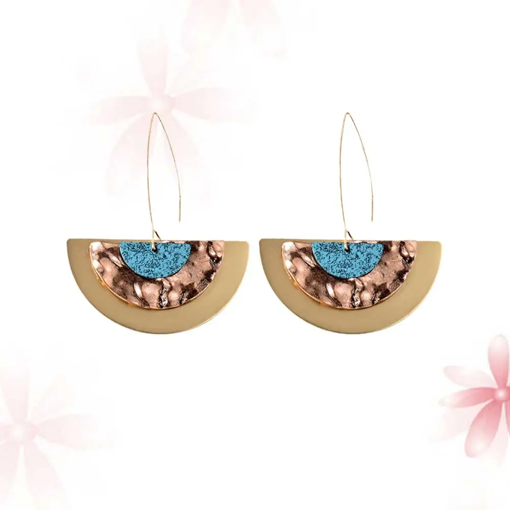 Copper Earrings Handmade Beautiful Semicircle Decorative Eardrop Polishing Earrings for Woman