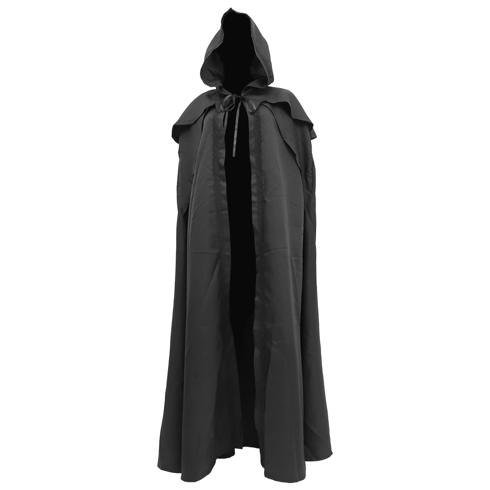 1Pc Durable Hooded Robe Cloak Halloween Long Cape Cosplay Costume (Black)