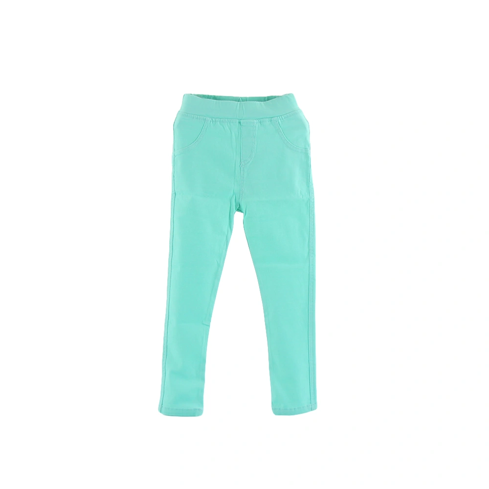 Girls Skinny Pants Leggings High Waist Stretch Slim Pencil Trousers - Size L(Light Green)