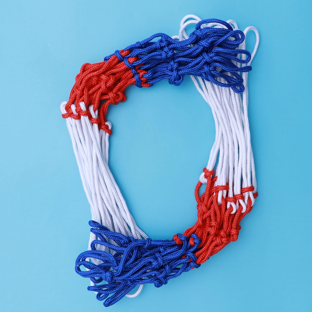 2pcs Standard Strong and Durable Braided Multicolor Basketball Net for Outdoors or Indoors Sports(Red, White and Blue)