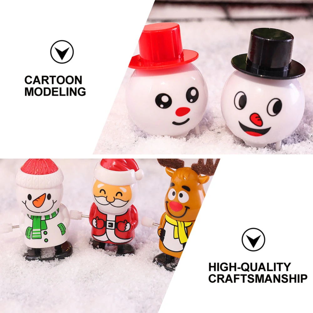 6pcs Christmas Wind Up Toys Kid's Walking Toys Xmas Cartoon Toys (Random Color)