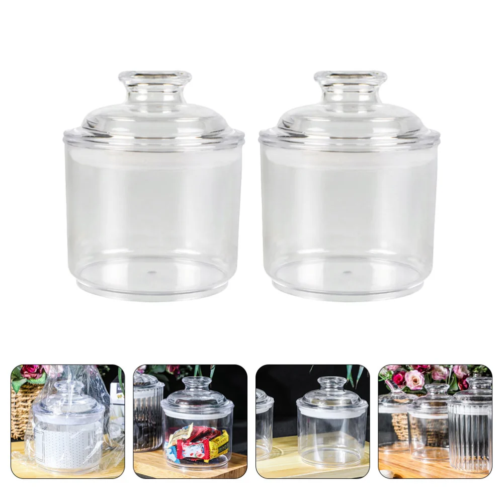 2Pcs Kitchen Storage Jars Transparent Food Storage Containers Cereals Canisters