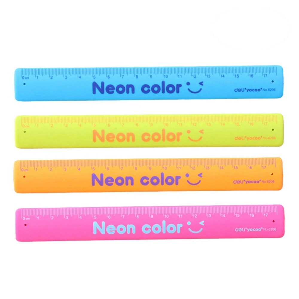 4Pcs 18cm Silica Gel Folding Straight Ruler Bracelet Ruler Gift for Kids School Supplies Measure Tools (Random Color)