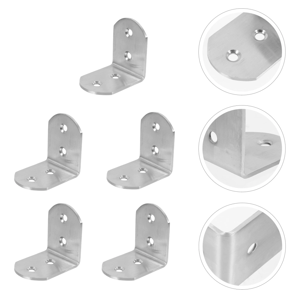 5pcs Thickened Stainless Steel Corner Angle Bracket Fixed Fittings (Silver)