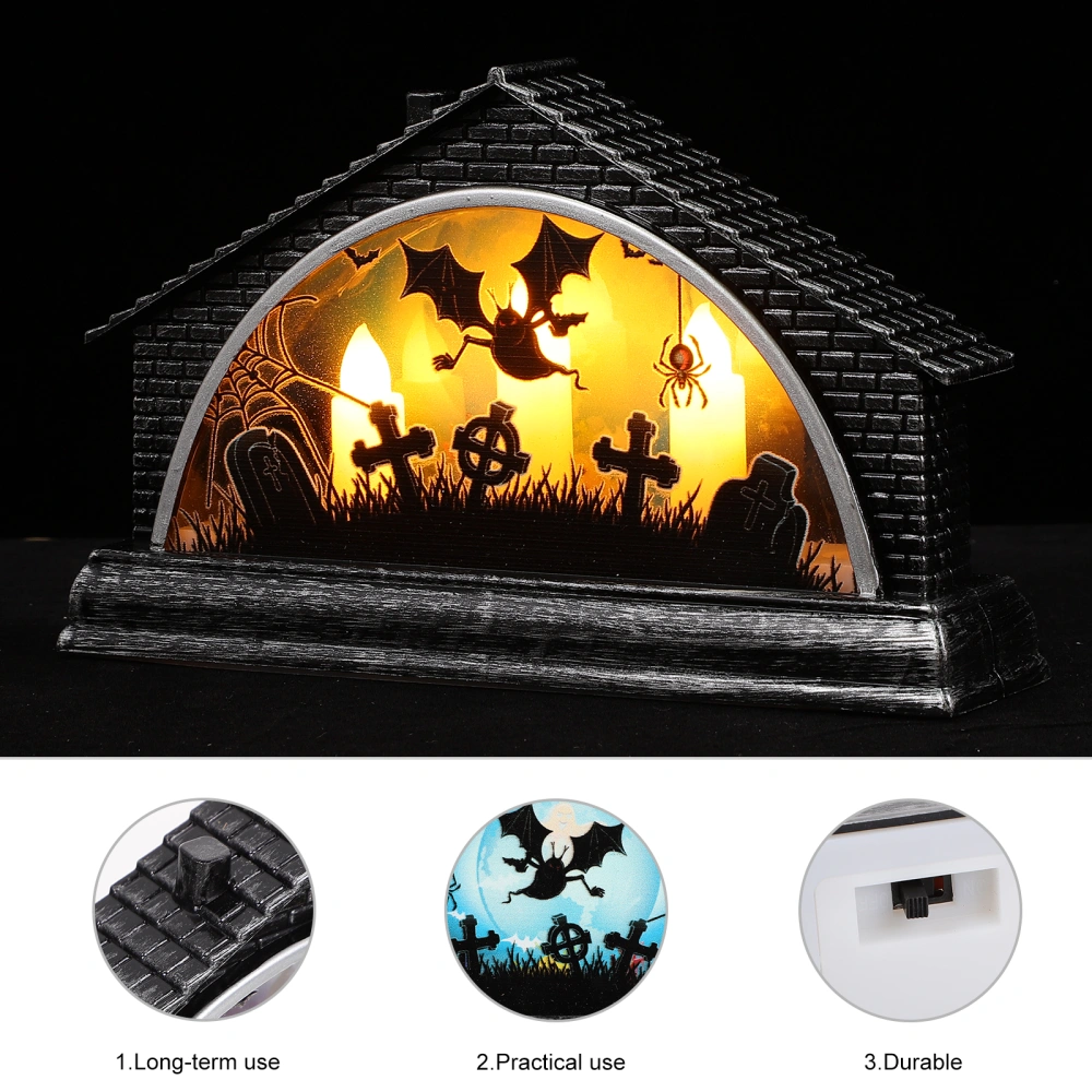 1pc Halloween Small House Ornament LED Light Candlelight House Adornment