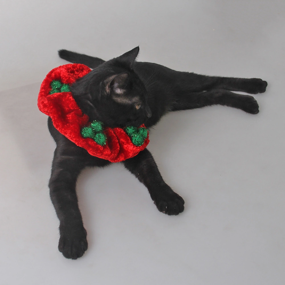 Christmas Cats Collar Adorable Holiday Costume Accessory for Dogs Pets (Red)