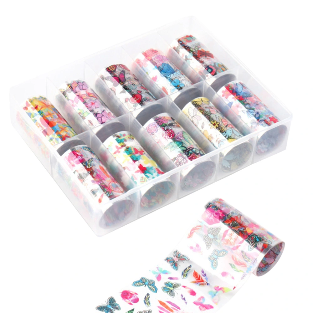 1 Box Nail Art Sticker Pattern Colored Nails Sticker Nail Art Decals for Women Girls (Assorted Color)