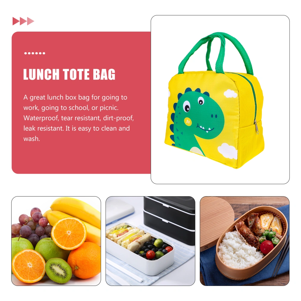 2Pcs Children Lunch Tote Bag Cartoon Animals Printing Lunch Bag Insulation Lunch Pouch