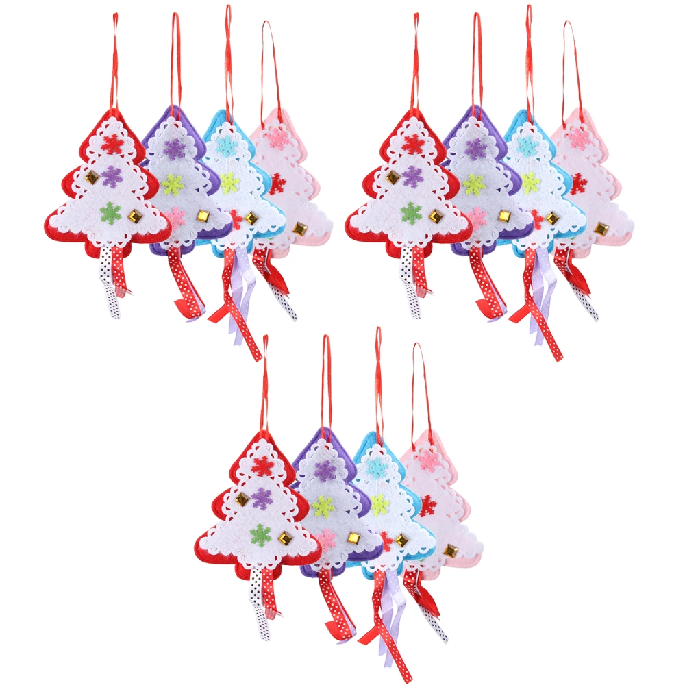 12Pcs Cloth Art Pendants Xmas Party Hanging Ornaments Xmas Decor (Random Color)