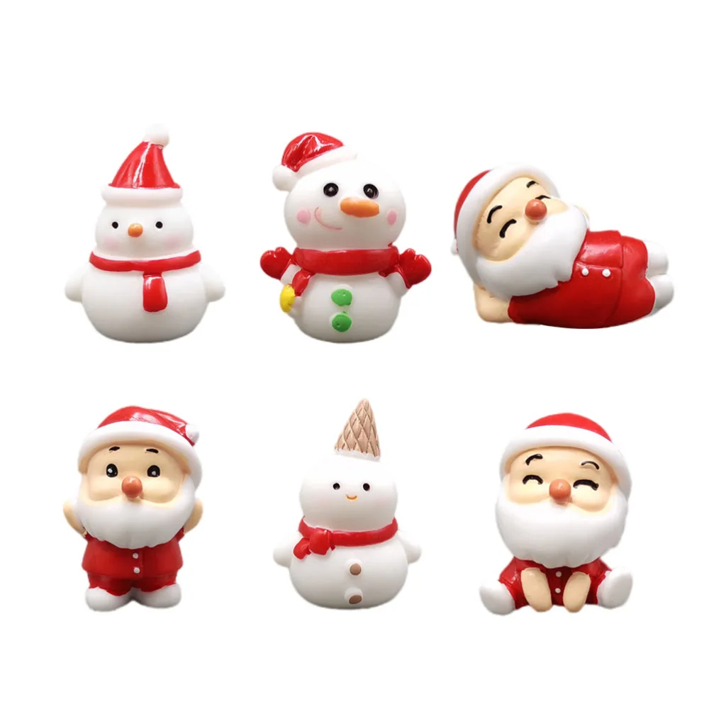 6pcs Small Christmas Resin Craft Adornments Christmas Micro Adornments