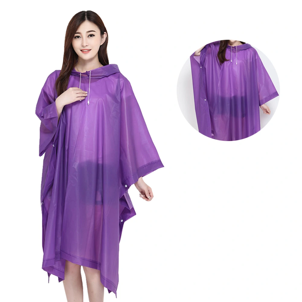 2pcs Adults Rain Poncho Waterproof Raincoat with Hoods for Outdoor Camping Theme Park Sports Events and Emergency (Purple)