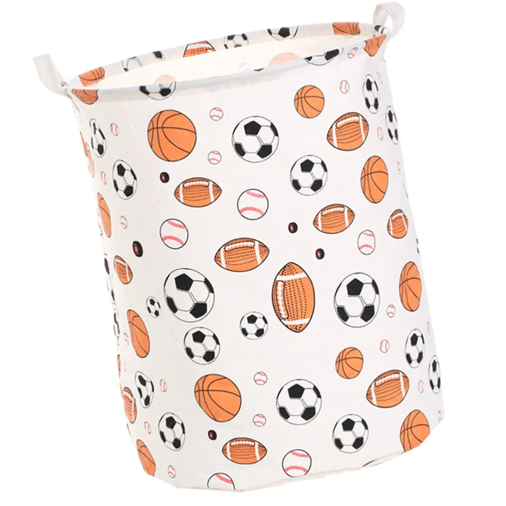 1Pc Football Pattern Cotton and Linen Laundry Bag Waterproof Color Printing Storage Basket Sundries Organizer