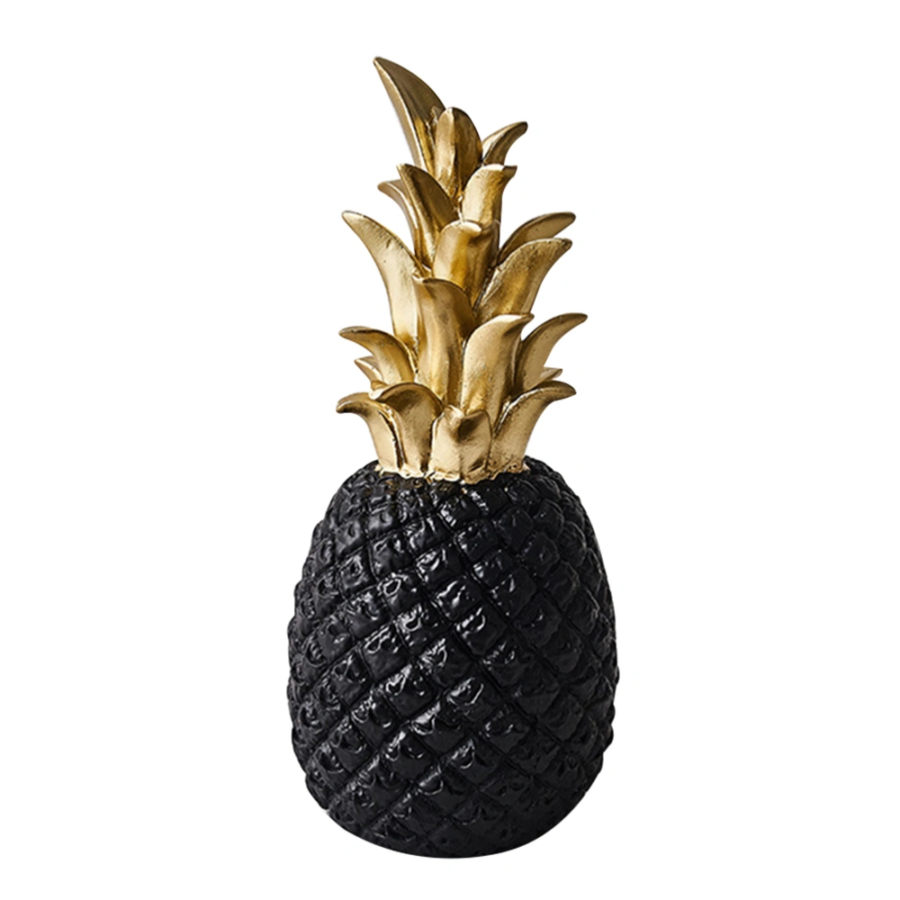 Creative Modern Resin Pineapple Shaped Ornament Gift Home Desktop Decoration Wedding Decor(Black,Large)