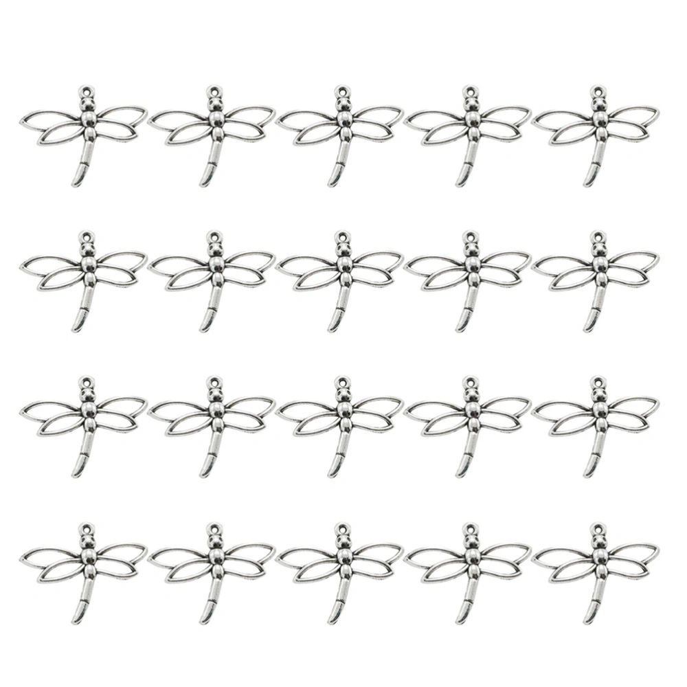 20pcs Alloy Hollow out Dragonfly Pendants Charms DIY Jewelry Making Accessory for Necklace Bracelet (Antique Silver)