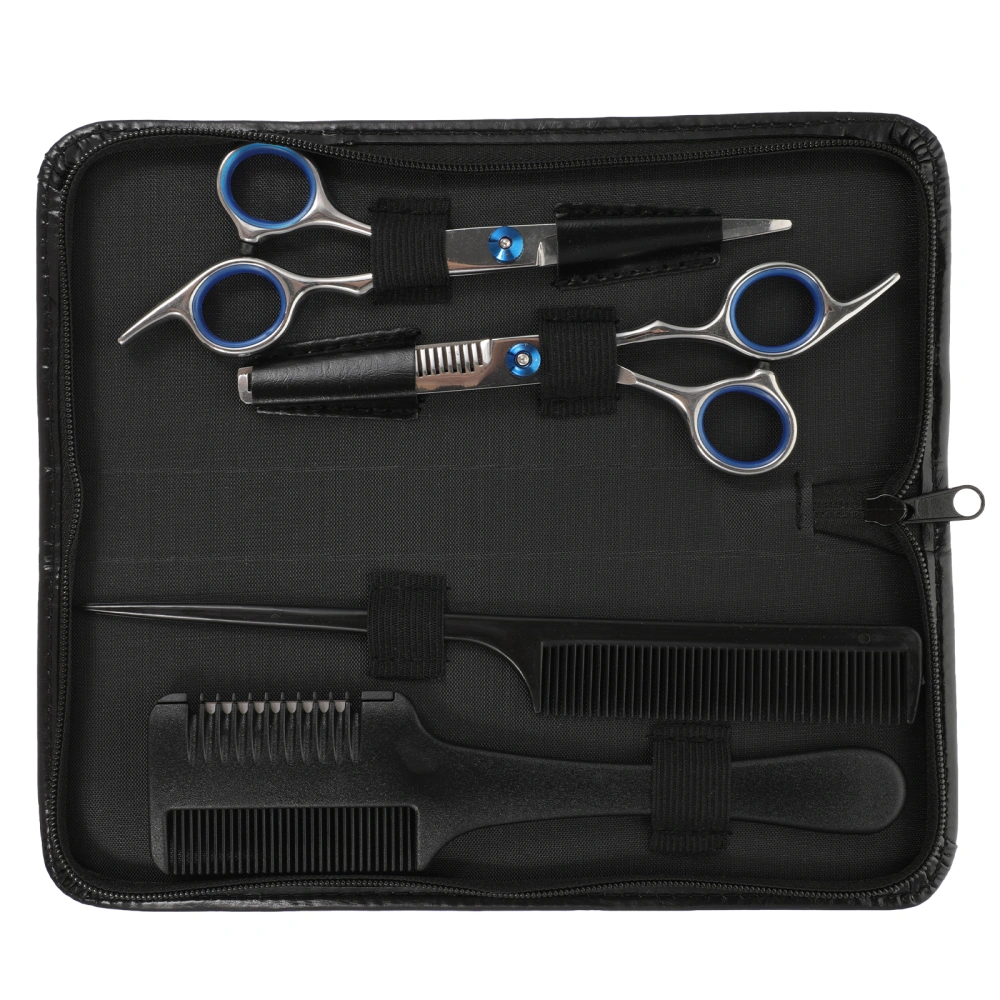 1 Set of 4Pcs Hair Cutting Scissors with Leather Bag Hairdressing Scissors Combs