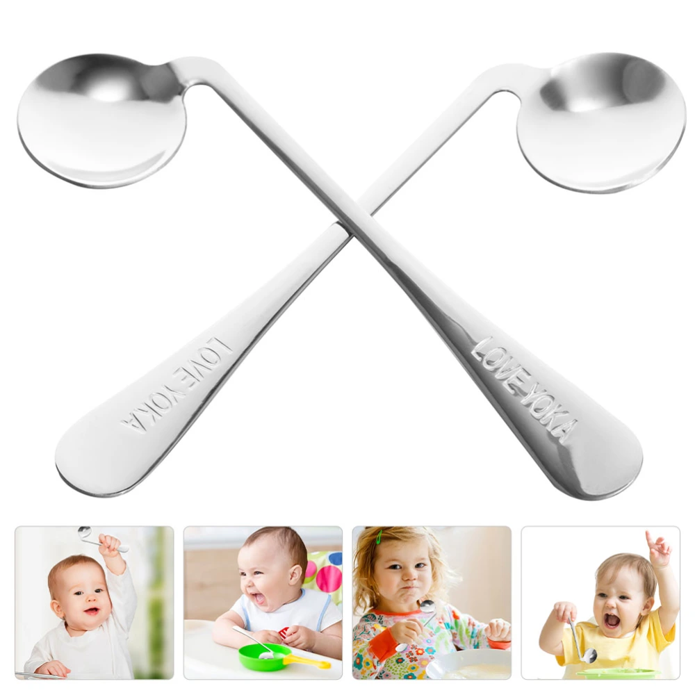 2Pcs Household Adaptive Spoons Wear-resistant Elderly Utensils Convenient Elderly Spoons