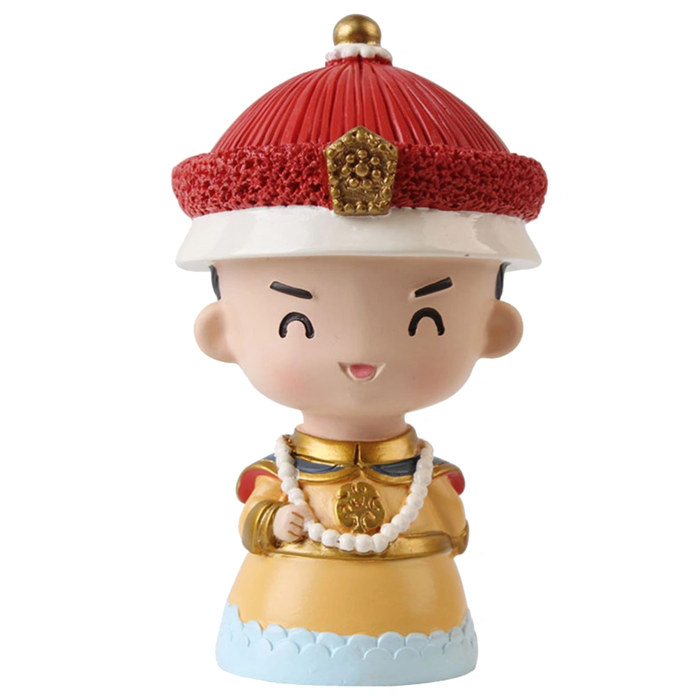 Emperor Figurine Desktop Ornament Cake Toppers Car Decoration Resin Style Adornment Gift for Home Store (Yellow)