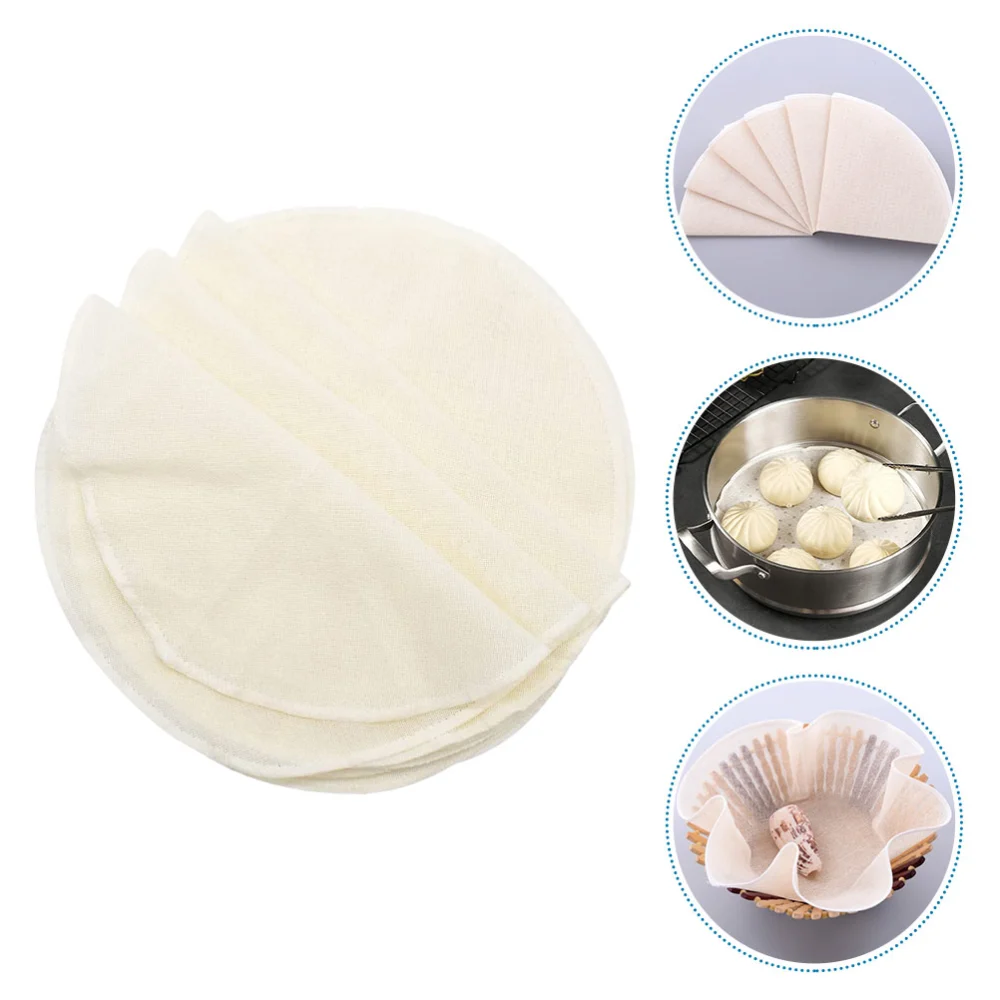 20Pcs Home Cotton Steamer Cloths Reusable Nonstick Round Cloths Steamed Bun Pads